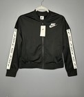 Nike Jacket Youth Xl Black White Logo Swoosh Track Full Zip Cu8374 Lightweight