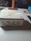 Vintage 8in X 5in X 3in Floral Themed Hinged Rectangular Tin Box Made In England