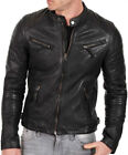 Cafe Racer  Leather Jacket Soft Real Sheep Napa Leather Biker Style