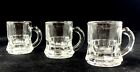 Lot Of 3 Vintage Miniature Beer Mug Clear Glass Stein Shot Glasses 1oz  Mint
