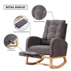 High Back Nursery Glider Rocking Chair W  Footrest Wood Base Side Pocket Gray