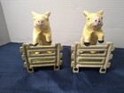 Pig On A Fence Metal cast Iron Bookends