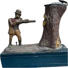 Original Teddy And The Bear- Cast Iron Mechanical Coin Bank - Pat 1875 90  Paint