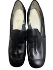 Vtg 70s Nos Sz 7 M Black Leather Shoes Heels Pumps Ca Cobblers Usa Mod