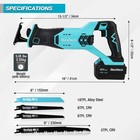 Duratech Cordless Reciprocating Saw 20v 4 0ah Battery 3000spm 7 8  Stroke Length
