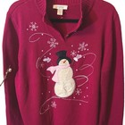 Vintage Christopher Banks Sweater Women   s Plus 1x Hotpink Snowman Embroid Ugly