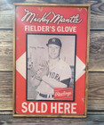 Antique Style Mickey Mantle Baseball Glove Advertisement Wood Sign Display 24x36