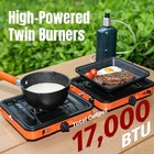 2 Burner Propane Stove And Gas Grill Foldable Camping Cooker W  Case   Hose