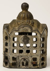 Late-1800s A c  Williams Domed Cast Iron Bank Building Antique Toy Coin Bank