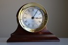 Chelsea Presidential Brass Mantel Quartz Clock On Wooden Stand