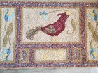 Primitive Folk Art Signed Dated Hand Hooked Rug 1875 Red Bird And Tulips 36  Exc
