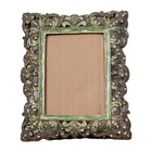  Metal Baroque Scroll Picture Frame Green Enamel With Rhinestones 2 5   3 5 