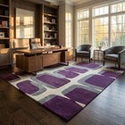 Hand Tufted Modern Geometric Rug Purple   Gray Abstract Carpet Contemporary Area