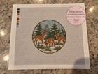 Christmas Reindeer Winter Forest Needlepoint Canvas 18 Mesh 3 8  Diameter
