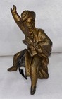 Antique Vintage Gilt Ormolu Cast Metal Figural Clock Statue Musketeer On Saddle