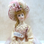 Dollhouse Miniature Porcelain  Lady Doll With Golden Hair   Beautiful Costuming
