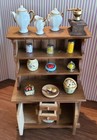 Vintage Doll House Miniature Country Cabinet With Lots Of Accessories 1 12 Scale