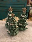 Vintage Ceramic Christmas Tree Set Of 3handpainted  2x 6  And 1 5   Lights