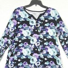 Croft Barrow Floral Henley Top Women s Xl Multicolor Rose Print Long Sleeve