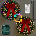 Battery Operated Prelit Christmas Wreath 24  Door Wreath W  50led Light   Remote