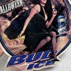 Vintage Bud Ice 90s Paper Sign Halloween Ad Sexy Witch Advertisement