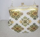 Vintage Smith   s Mcm Beaded Tapestry Clasp Coin Purse Gold Frame 6x5  Bag