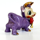 Vtg Japan Kitsch Purple Anthropomorphic Bull Cow Figurine Gold Trim Bell 5 5 