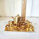 Antique German Gold Luster Miniature Doll s 10 Pc Tea Set  includes Lids 
