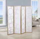 Gold Arvada 4 Panel Wood Room Divider Circle Cutout Design Pine Frame Folds Flat