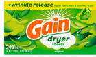 Gain Dryer Sheets  Original Scent Laundry Fabric Softener Sheets 240 Count Fast