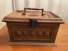 Max Klein Vintage Sc-1280 Faux Wood Sewing Box With Tray W  Contents   Fabric