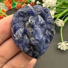 Natural Blue-vein Stone Carved Lion Skull Quartz Crystal Specimen Reiki Healing