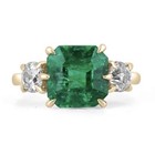 14k Gold Emerald Ring In 14k Solid Yellow Gold  Natural Emerald Diamond Ring