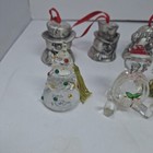 Vintage Lenox Crystal Snowman Christmas Tree   Metal Bells Mixed Lot Of 6  Read