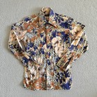 Vintage 70s Brittania Floral Disco Shirt Mens Large Dagger Collar Groovy Cotton