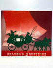 Vintage Oliver Farm Equipment Tractor Christmas Holiday Seasons Greetings Card
