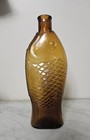 Vintage Amber Fish Glass Bottle