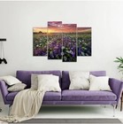  4 Piece Wild Flower Art Wall Decor Flower Field Under Summer Sunset Canvas 