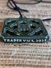 Trader Vic s Jade Tile Ceramic Pendent Necklace Tiki Bar Attire Great Detail