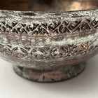 Antique Islamic Middle Eastern Hand Engraved Tinned Copper Footed Bowl 5 5  D