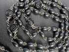 Vtg Sterling Silver Rosary Crucifix Cross Beaded Prayer Black Beads Catholic 21 
