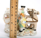 Vintage Porcelain Horse   Carriage With Victorian Couple Horses Driver Figurine