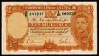 Scarce 1939 Australia 10 Shillings Banknote King George Vi Pick Number 25a F  