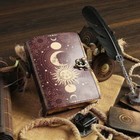 Sun And Moon Leather Grimoire  Blank Spell Book Book Of Shadows Leather Gifts 