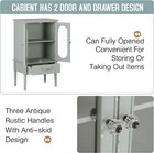 Accent Storage Cabinet With 2 Glass Doors Kitchen Living Room Display Cabinet