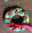 Vintage Hand Made Fabric Christmas Ornaments Lot Puffy Fabric Quilted Tree Decor