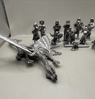 Vintage Mythical medieval Rawcliffe Pewter Figurines Lot Of 14 Dragons  Knights