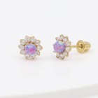 Purple Baby Earrings Solid 14k Gold Screw Protective Backs Infant Flower Earring