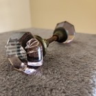 Antique Light Purple Amethyst Crystal Glass Vintage Door Knobs W brass Hardware 