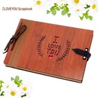 Wooden Photo Album Scrapbook Diy Photo Book Wedding Guest-book 80 Pages Trave   